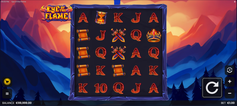 Eye of the Flame slot gameplay screen