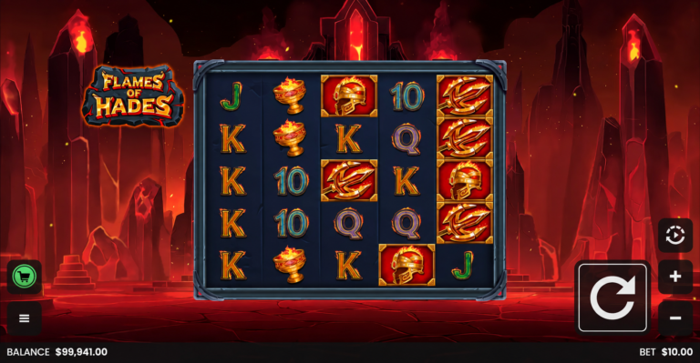 Flames of Hades slot gameplay screen