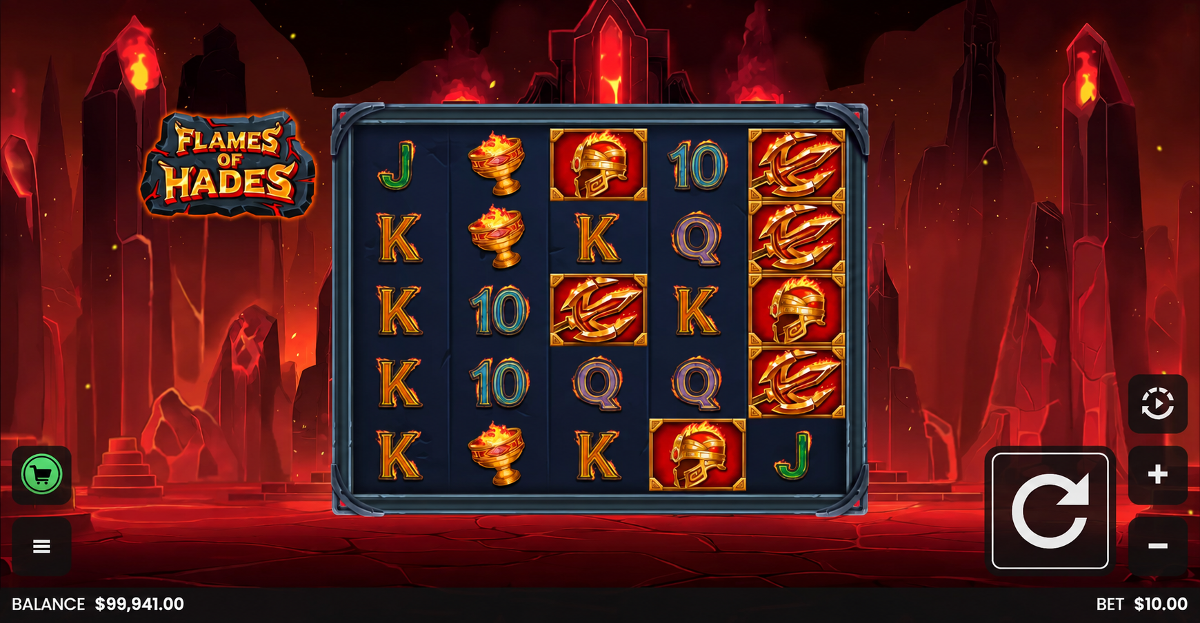 Flames of Hades slot gameplay screen