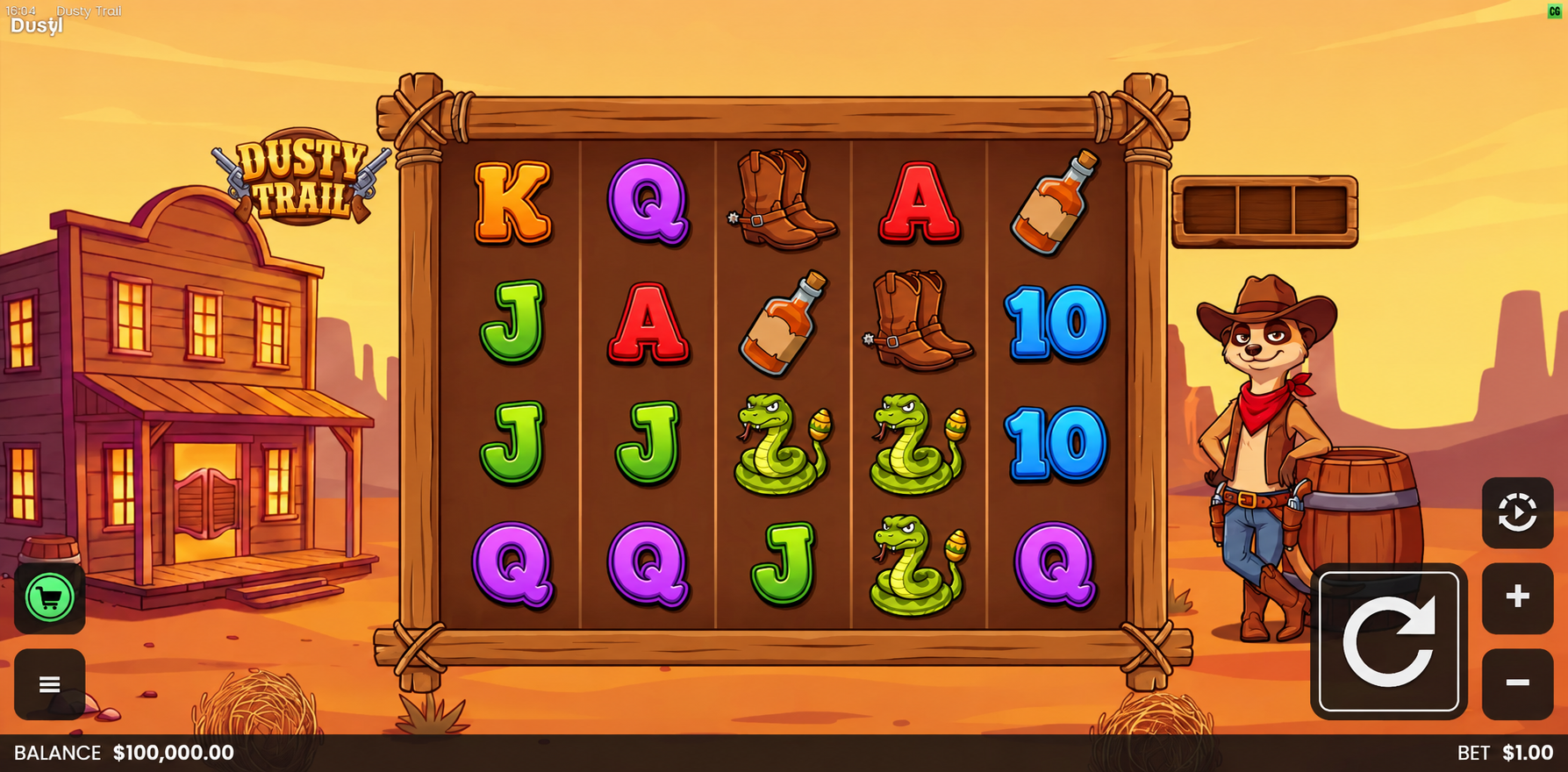Dusty Trail slot gameplay screen