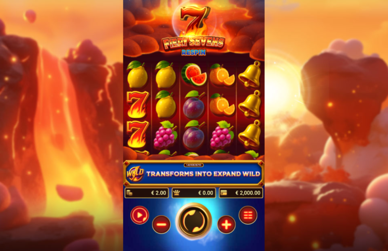 Fiery Sevens Respin slot gameplay showing fruit symbols on the reels